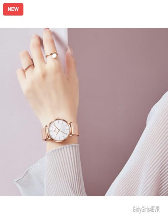 Luxury Dress Watch Rose Gold Stainless Steel Mesh Slim Thin Lightweight main image 3